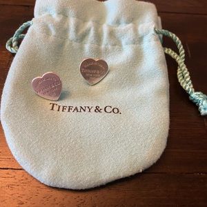 Tiffany & Co. Return to Tiffany Heart Tag Stud Earrings w/ Dustbag.